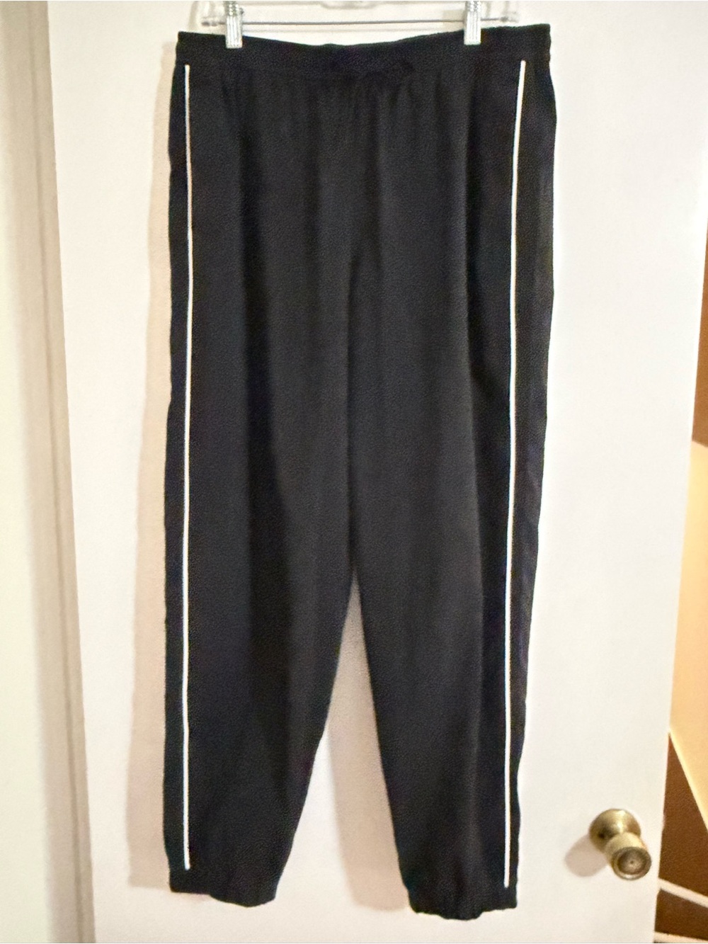 Lululemon Women’s Black Track Pants with White Side Stripes